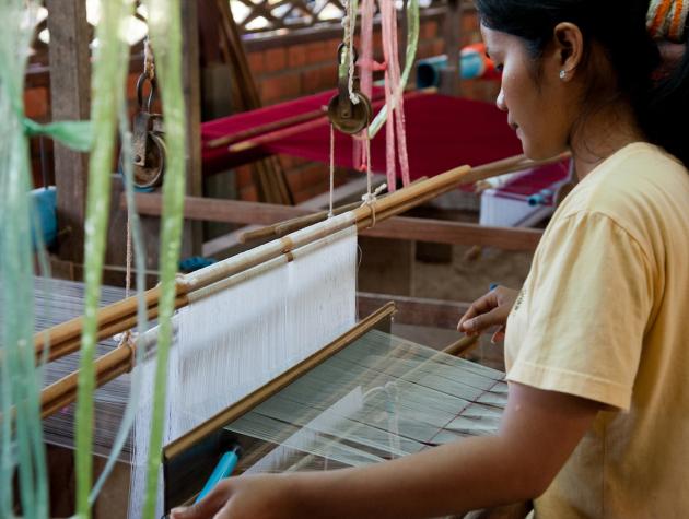 Woman working in a textiles factory